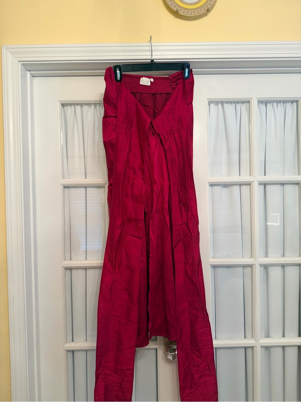Julia Amory silk dupioni Midi Skirt in Deep Pink medium